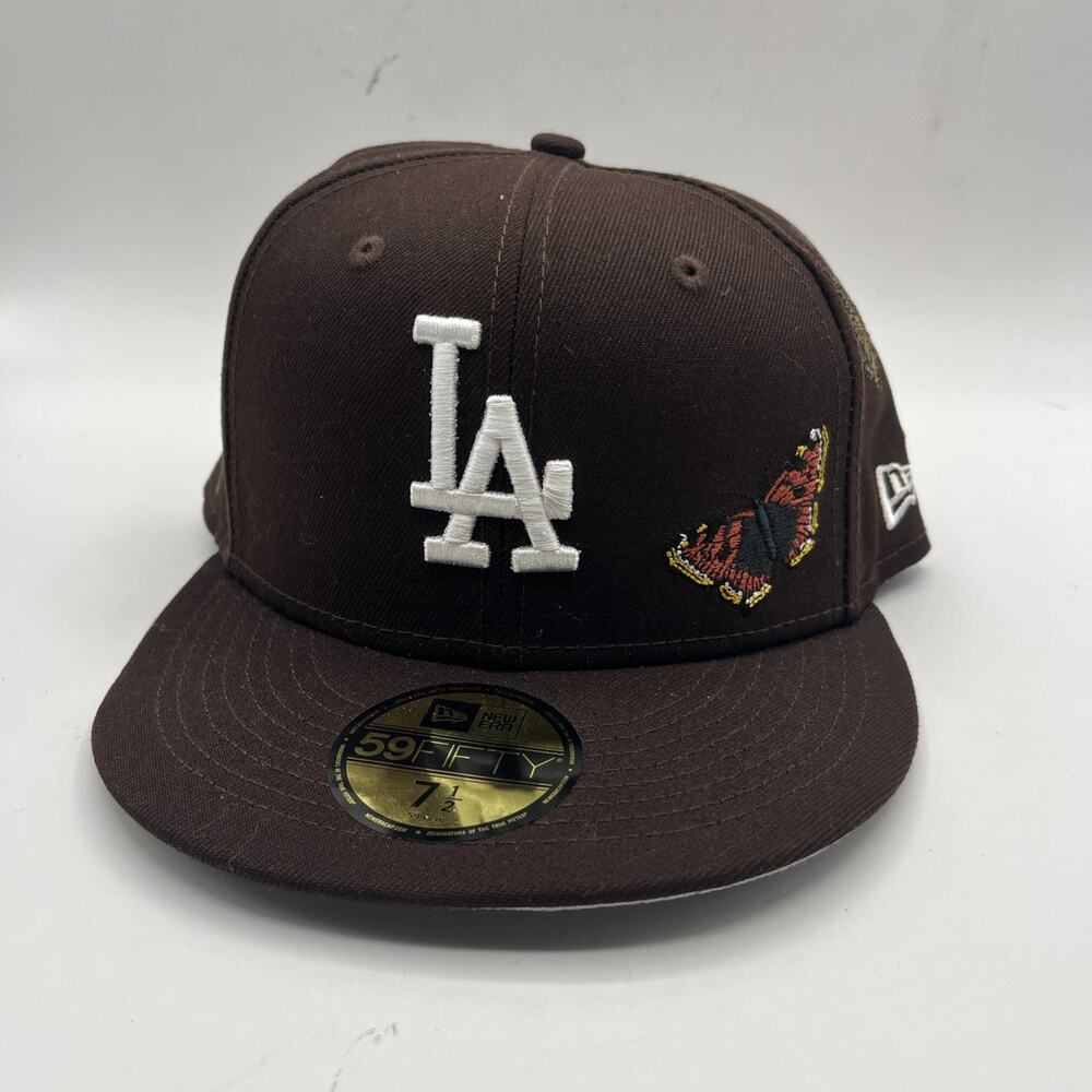 Men's Los Angeles Dodgers New Era x Felt Brown 59FIFTY Fitted Hat 7 1/2 RARE